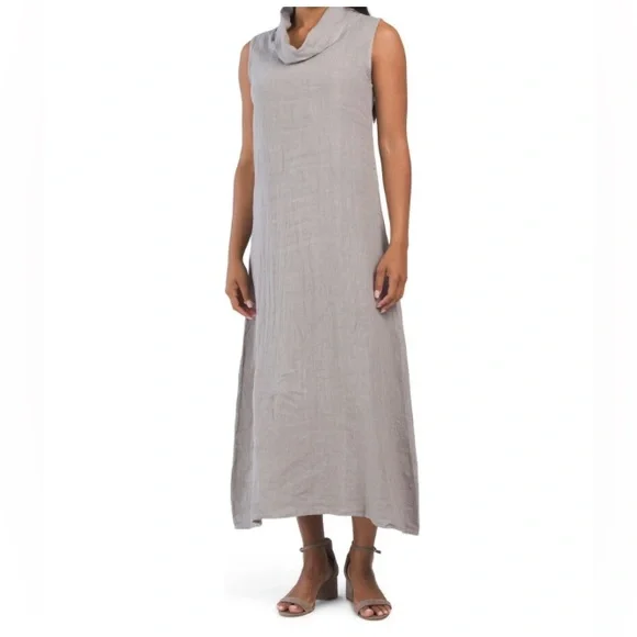 Francesca Bettini Fango Cowl neck midi dress gray. Made in Italy NWT - Picture 1 of 7